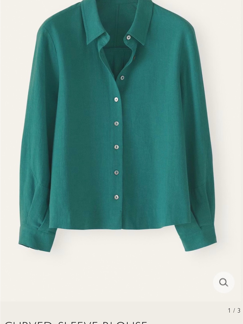 Poetry Women's Teal Curved-Sleeve Button-Up Blouse - Picture 1 of 11
